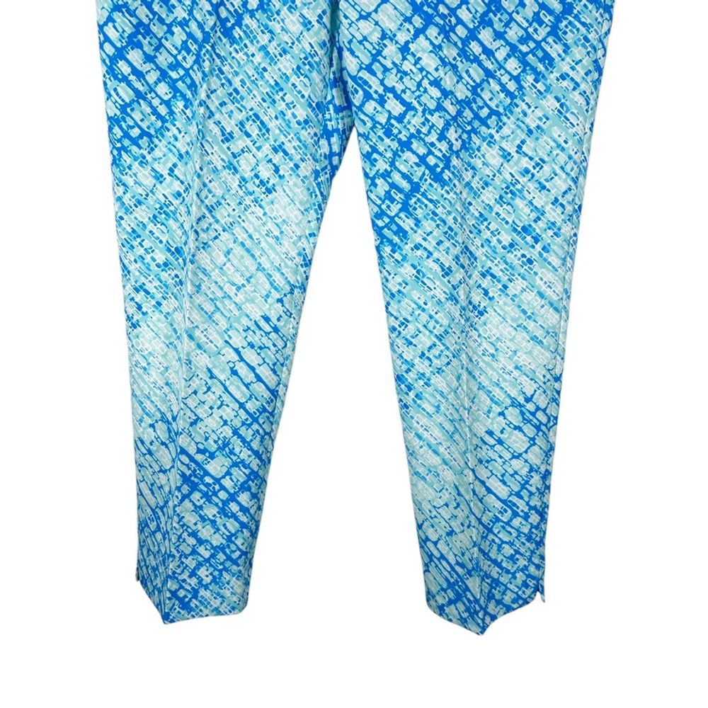 IBKUL Blue Print Golf Ankle Pants Pull On Seam Straight Leg UPF Wicking Size 14 - Picture 5 of 10